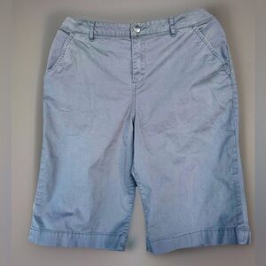 Pendleton Womens Flat Front Mid-Rise Gray Chino Shorts Pockets Casual Comfort 16